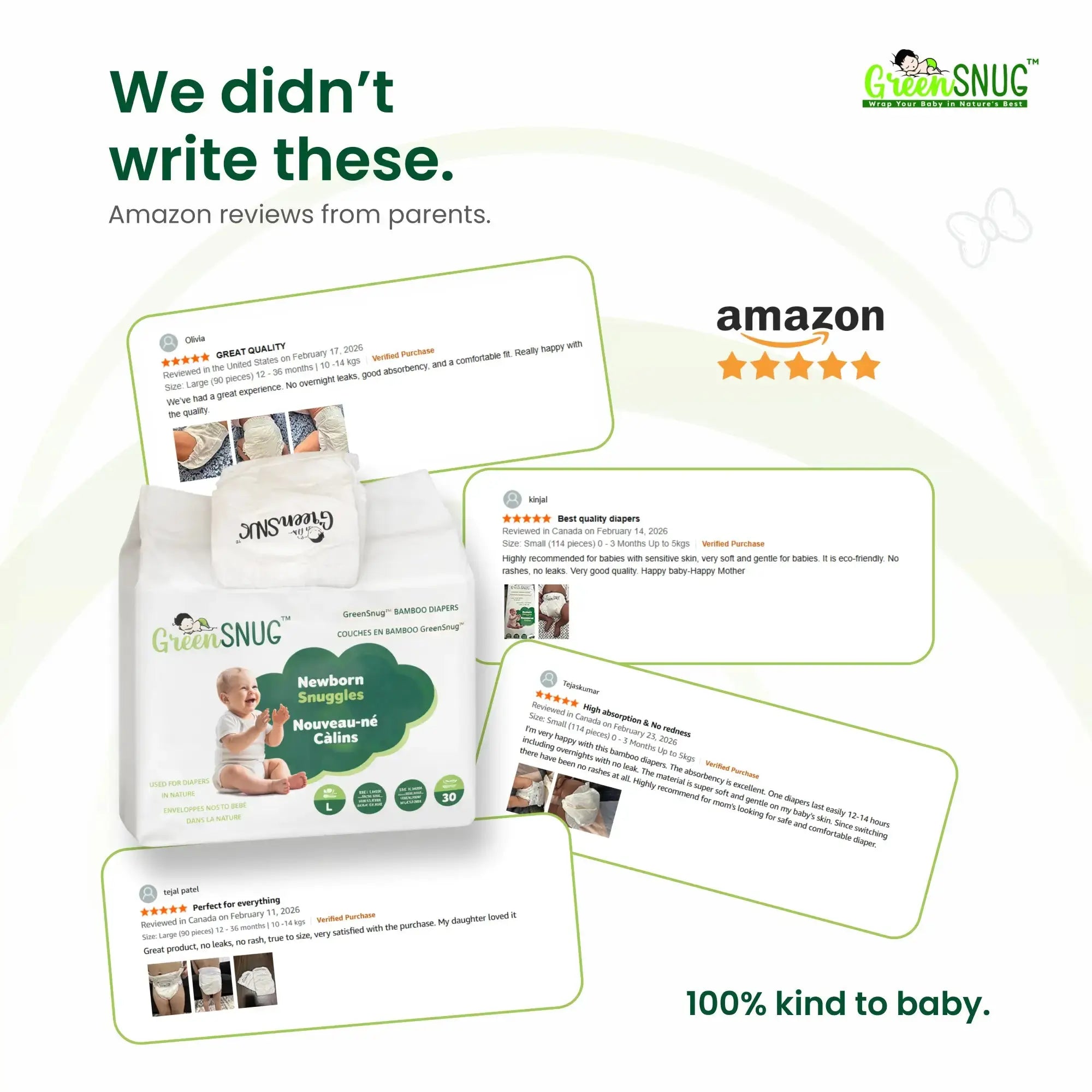 Newborn Snuggles Bamboo Diapers M Size | Eco Friendly & Non Toxic Diapers GREENSNUG